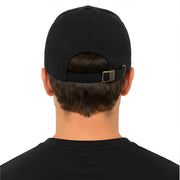 Black Sky Soldiers Aviation Hat - SearchPify - Person wearing a black cap with a gold buckle on a white background