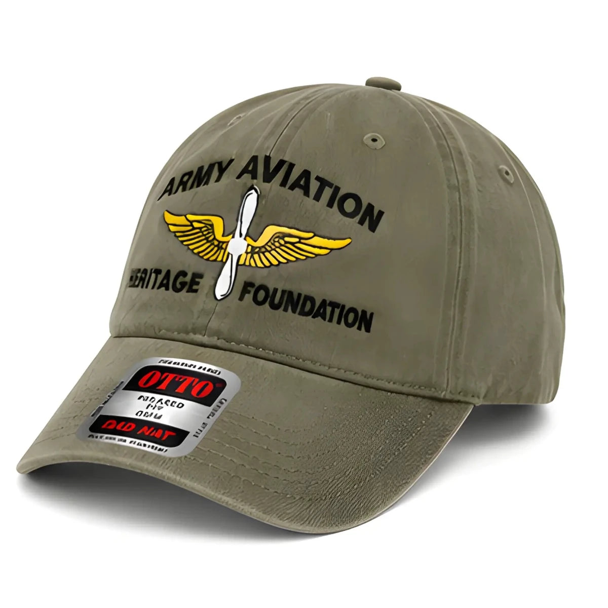 Green Army Aviation Heritage Foundation Dad Hat - SearchPify - Khaki cap with 'Army Aviation Heritage Foundation' logo on a white background