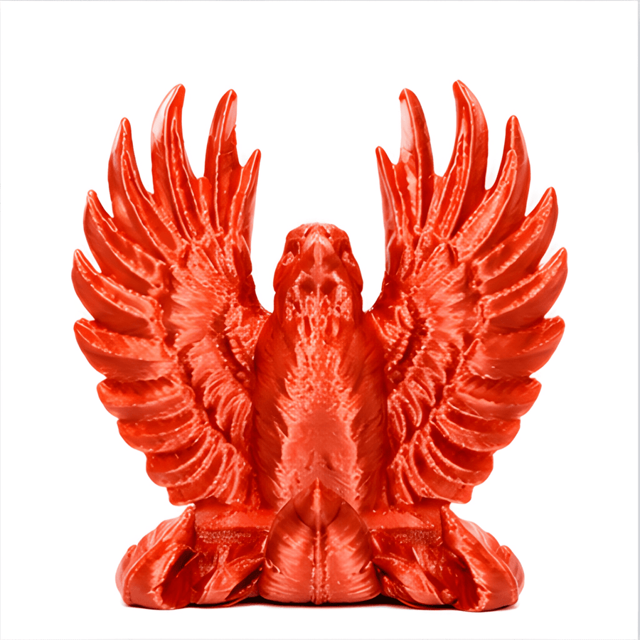 3D-Printed Business Card Holder - SearchPify - Red eagle statue on a white background