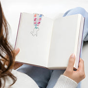 Animals Paperclip Bookmark - White Bunny - SearchPify - Person holding an open book with a colorful whale-shaped bookmark.