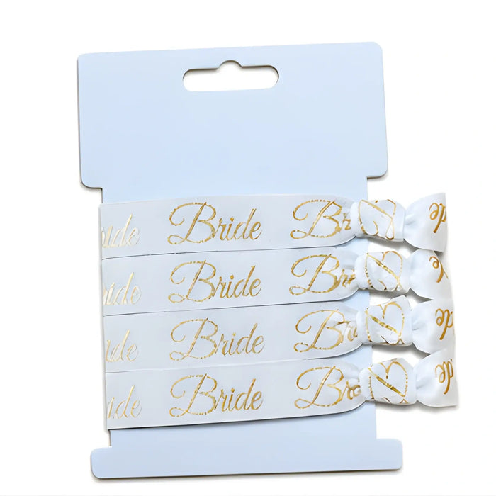 Bridal Hair Tie - White and Gold Bride
