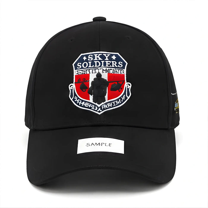 Black cap with 'Sky Soldiers' logo on a white background