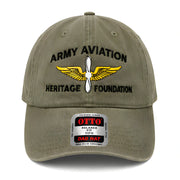 Khaki cap with 'Army Aviation Heritage Foundation' logo and 'OTTO' label on a white background