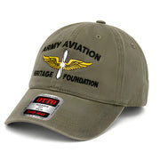 Khaki cap with 'Army Aviation Heritage Foundation' logo on a white background