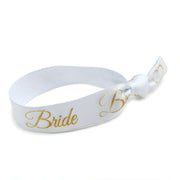 Bridal Hair Tie - White and Gold Bride