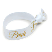 Bridal Hair Tie - White and Gold Bride
