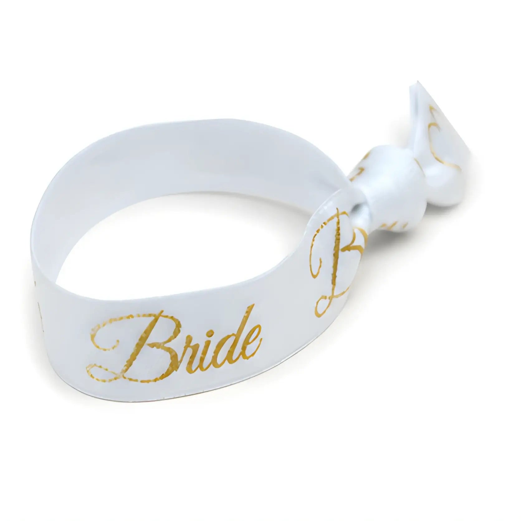 Bridal Hair Tie - White and Gold Bride