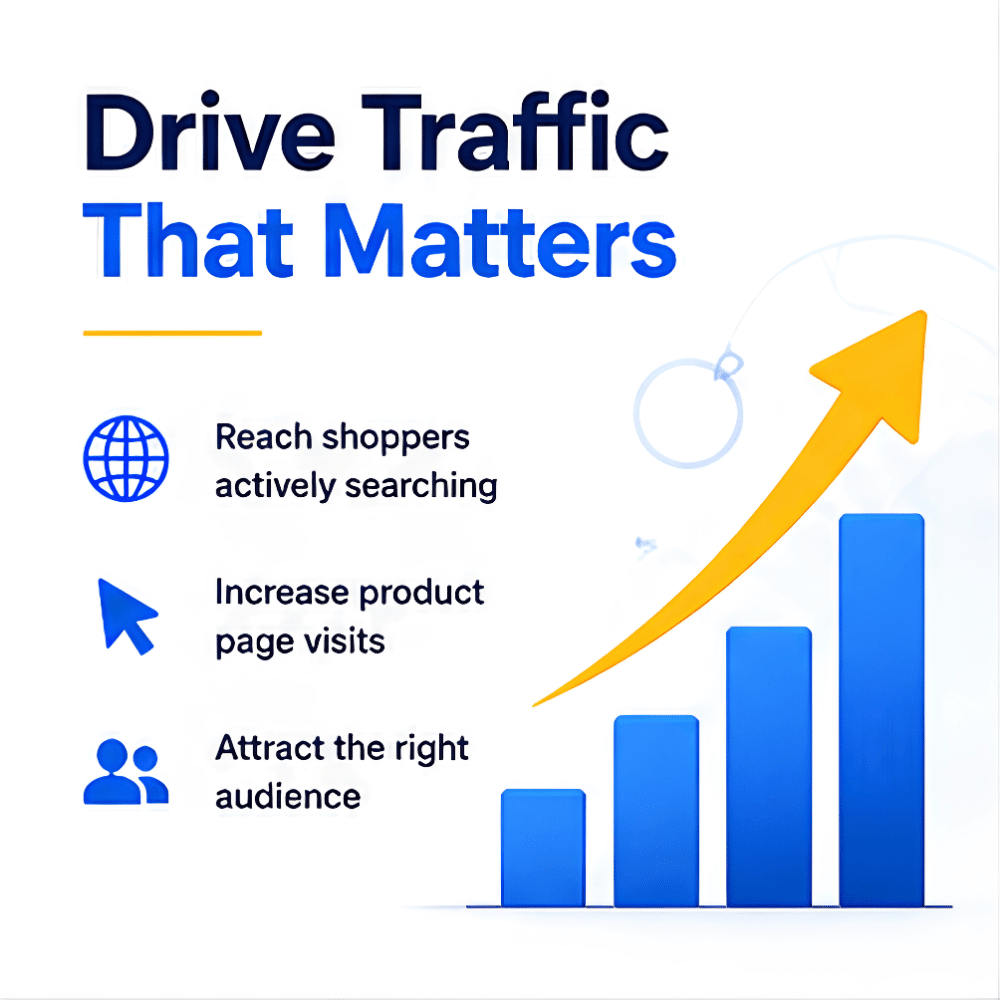 SearchPify Coins - SearchPify - Graphical representation of traffic optimization with blue bars and a yellow arrow on a white background. SearchPify